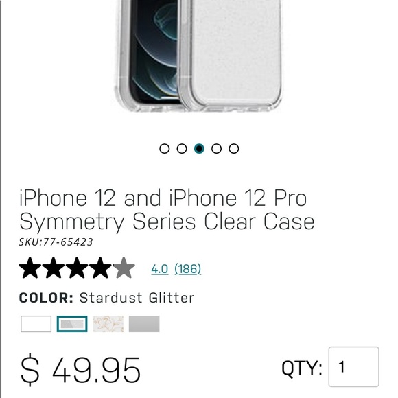 iPhone 12 and Pro Symmetry Series Clear Case sparkle glitter otter box cover - Picture 2 of 8